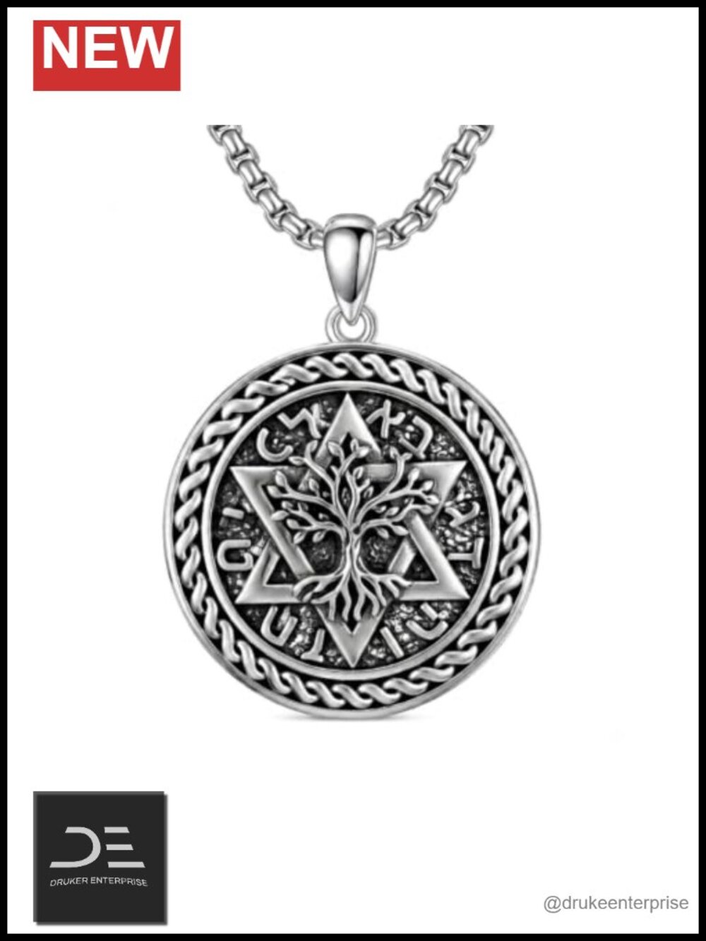 Star of David Necklace 925 Sterling Silver Tree of Life Pendant